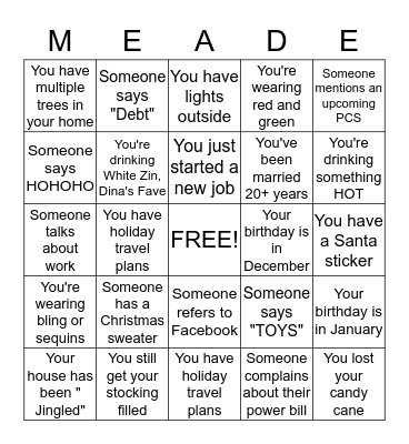 Anderson Loop Ladies' Bingo Card