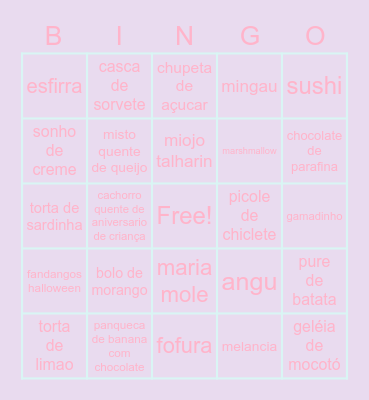 bingo comidas Bingo Card