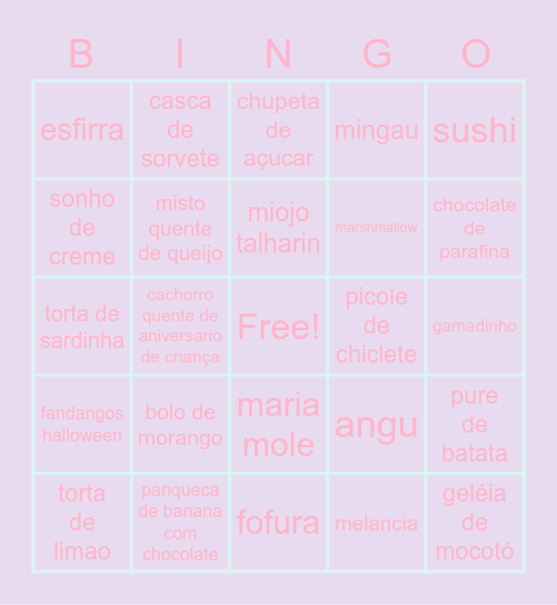 bingo comidas Bingo Card
