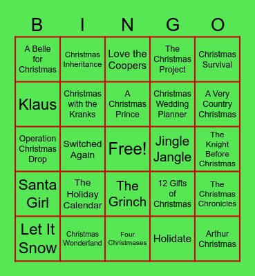 Netflix and Christmas Bingo Card