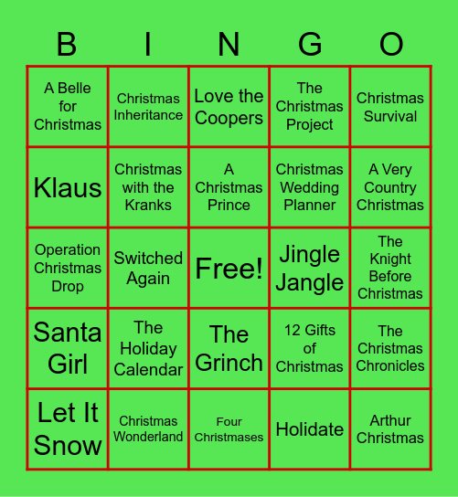 Netflix and Christmas Bingo Card