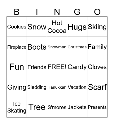 Holidays Bingo Card