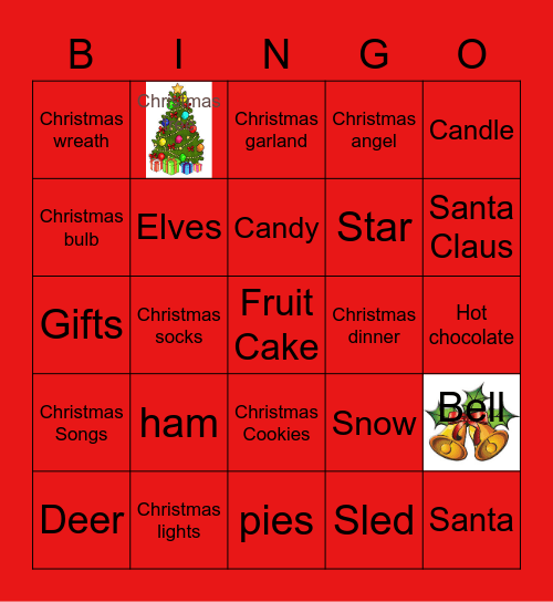 Christmas Class Party Bingo Card