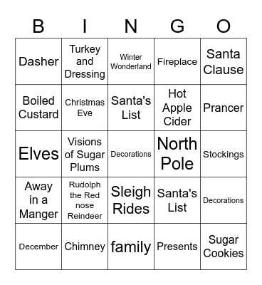 ChristmasBingo Card