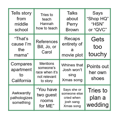 Bingo 12/20 Bingo Card