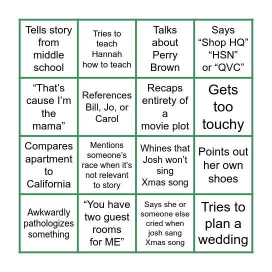 Bingo 12/20 Bingo Card