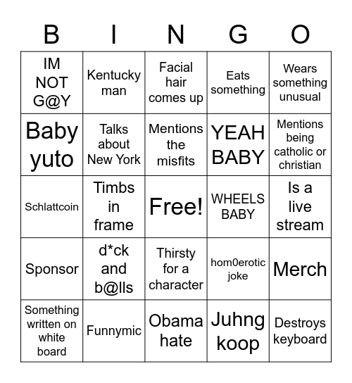 Schlatt Bingo Card