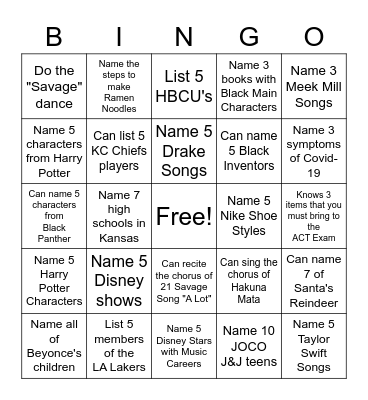 Untitled Bingo Card