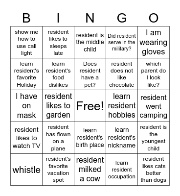 Therapy Bingo Card