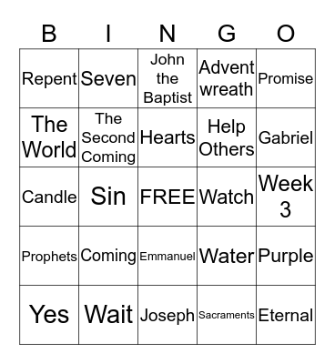 Advent BINGO Card