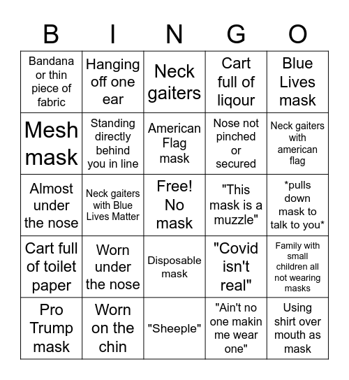 People in grocery stores around Susanville Bingo Card