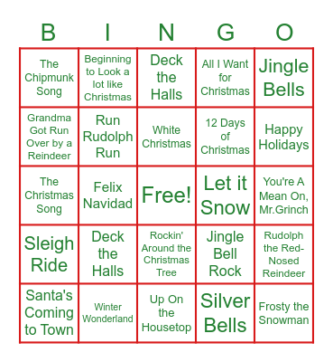 Holiday Bingo Card