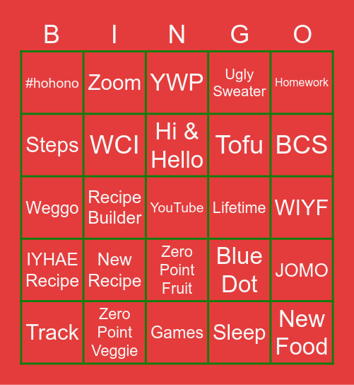 Egg Lady Bingo Card