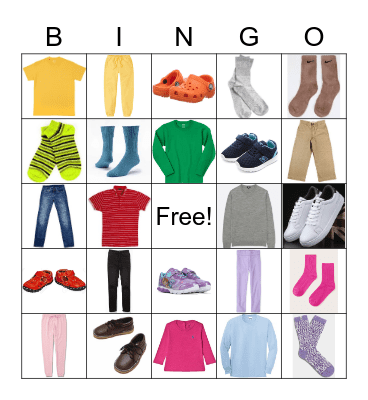 Clothes Bingo Card