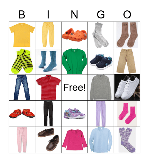 Clothes Bingo Card