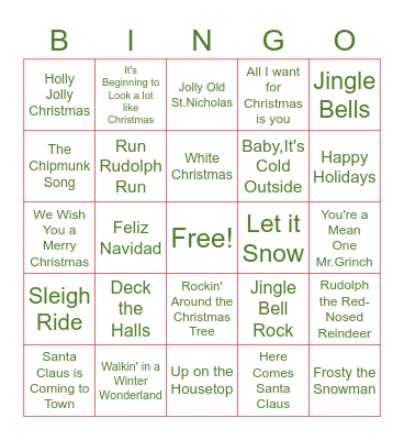Holiday Bingo Card