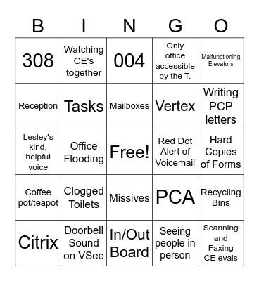 Arlington Bingo Card
