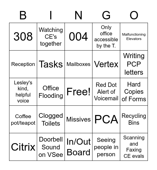 Arlington Bingo Card