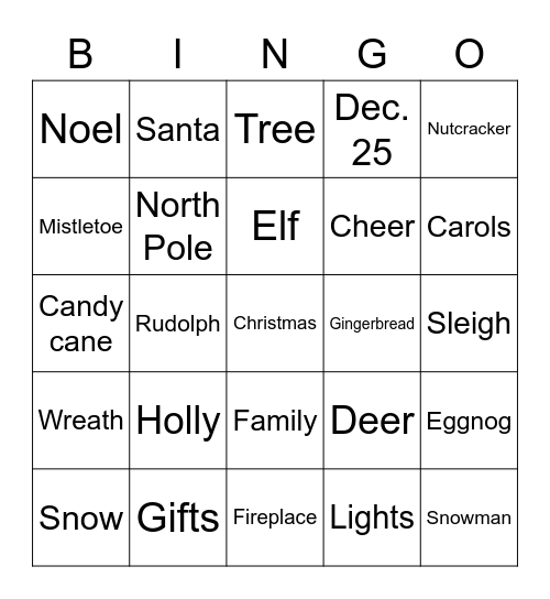Christmas Bingo Card