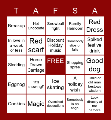 HOLIDAY MOVIE DRINKING GAME Bingo Card