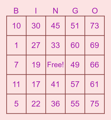 Untitled Bingo Card