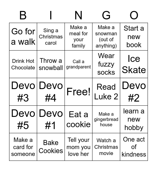 Christmas Bingo Card