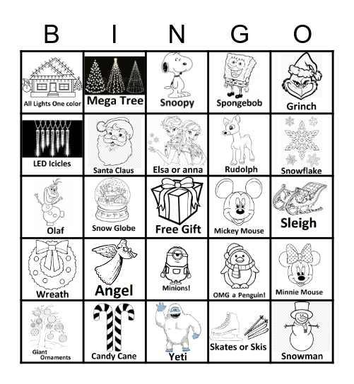 Christmas Light Bingo Card