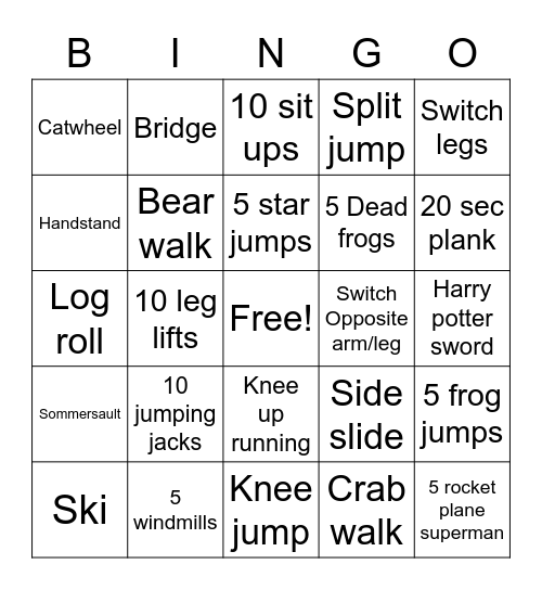 Addison's bingo Card