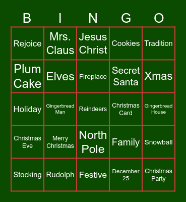 Christmas Bingo Card