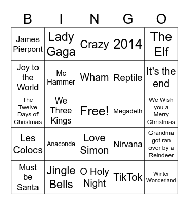 Chritmas Bingo Card Bingo Card