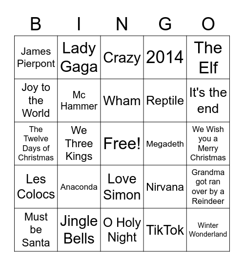 Chritmas Bingo Card Bingo Card