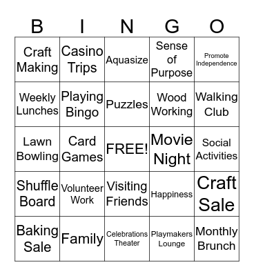 Socialization Bingo Card