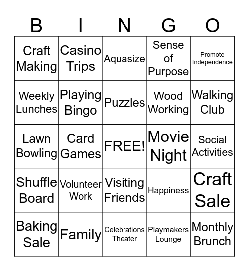 Socialization Bingo Card