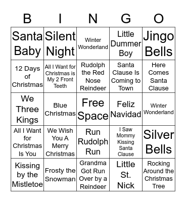 Holiday Bingo Card