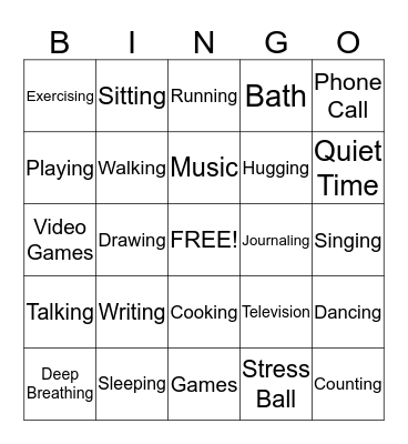 Coping Skills Bingo Card