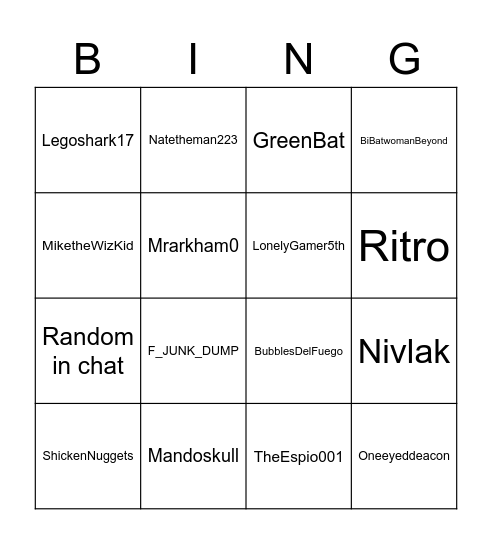 I Hate Deacon Bingo Card