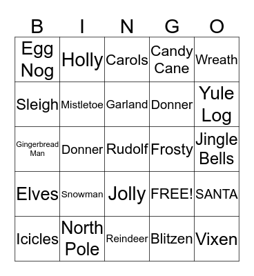 FCE Holiday Party Bingo Card