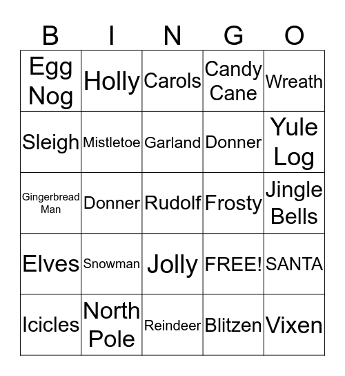 FCE Holiday Party Bingo Card