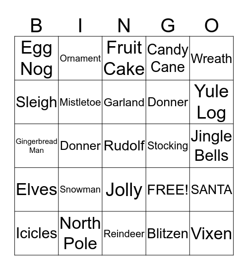 FCE Holiday Party Bingo Card
