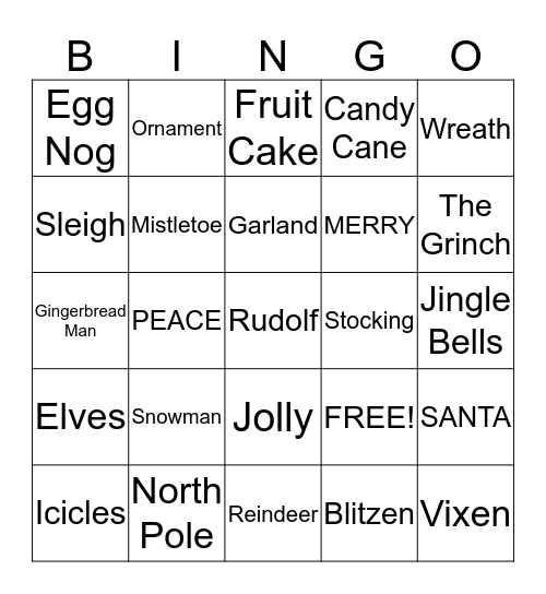 FCE Holiday Party Bingo Card