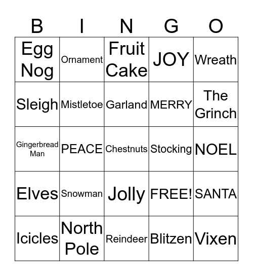 FCE Holiday Party Bingo Card
