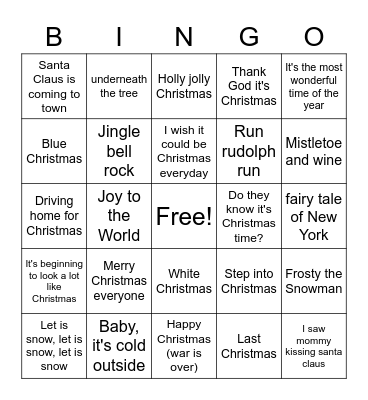 Christmas Bingo! Bingo Card