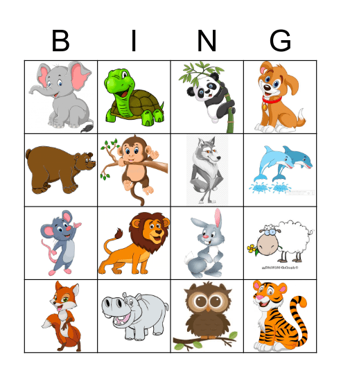 ANIMALS Bingo Card