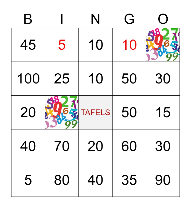 Tafel Bingo Card