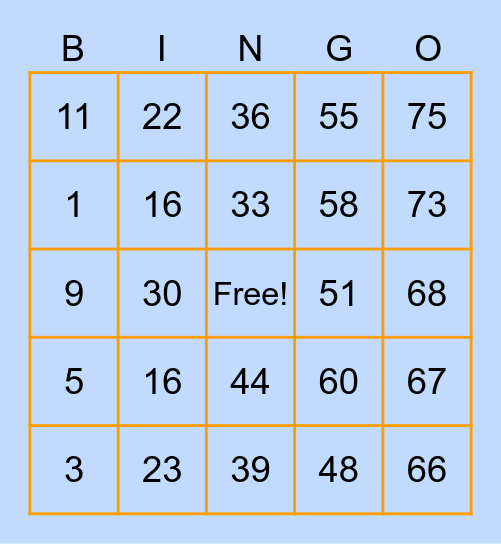 Tina's Card Bingo Card