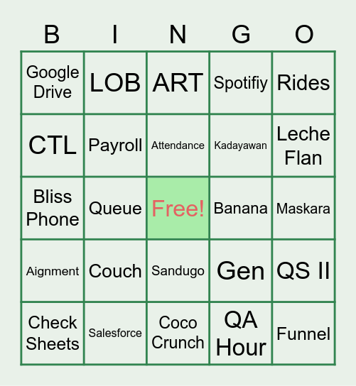 Chaebol Family Bingo Card