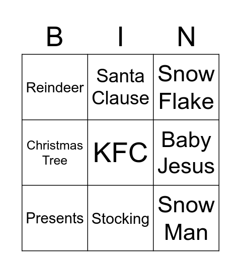 Christmas Bingo! Bingo Card