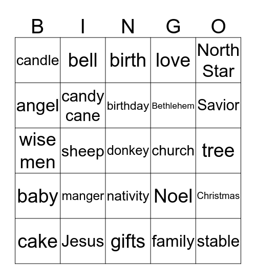 Happy Birthday Jesus Bingo Card
