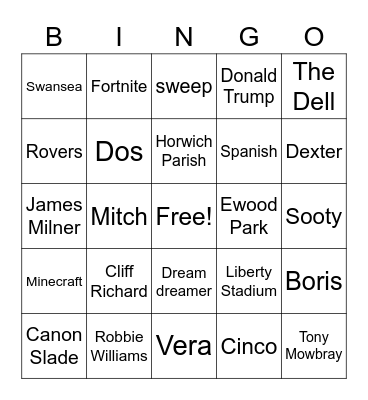 TOOTILL CHRISTMAS Bingo Card