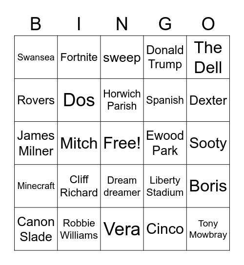 TOOTILL CHRISTMAS Bingo Card